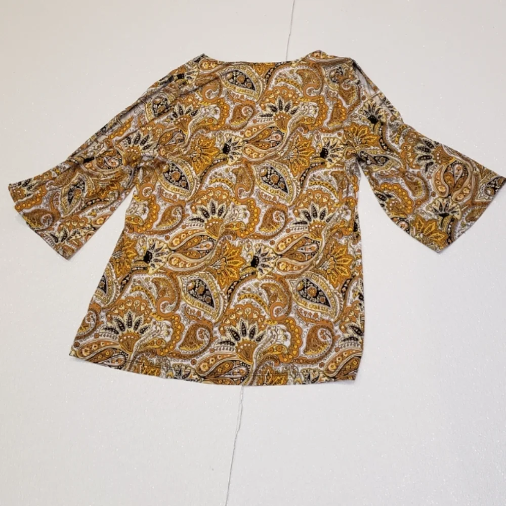 Michael Kors Paisley Yellow Gold and Black Printed Top